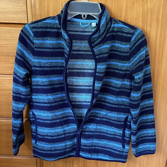 🎈2for$15—Uniqlo Kid Size 11 Fleece Jacket, Blue & Grey Stripes - Picture 5 of 8